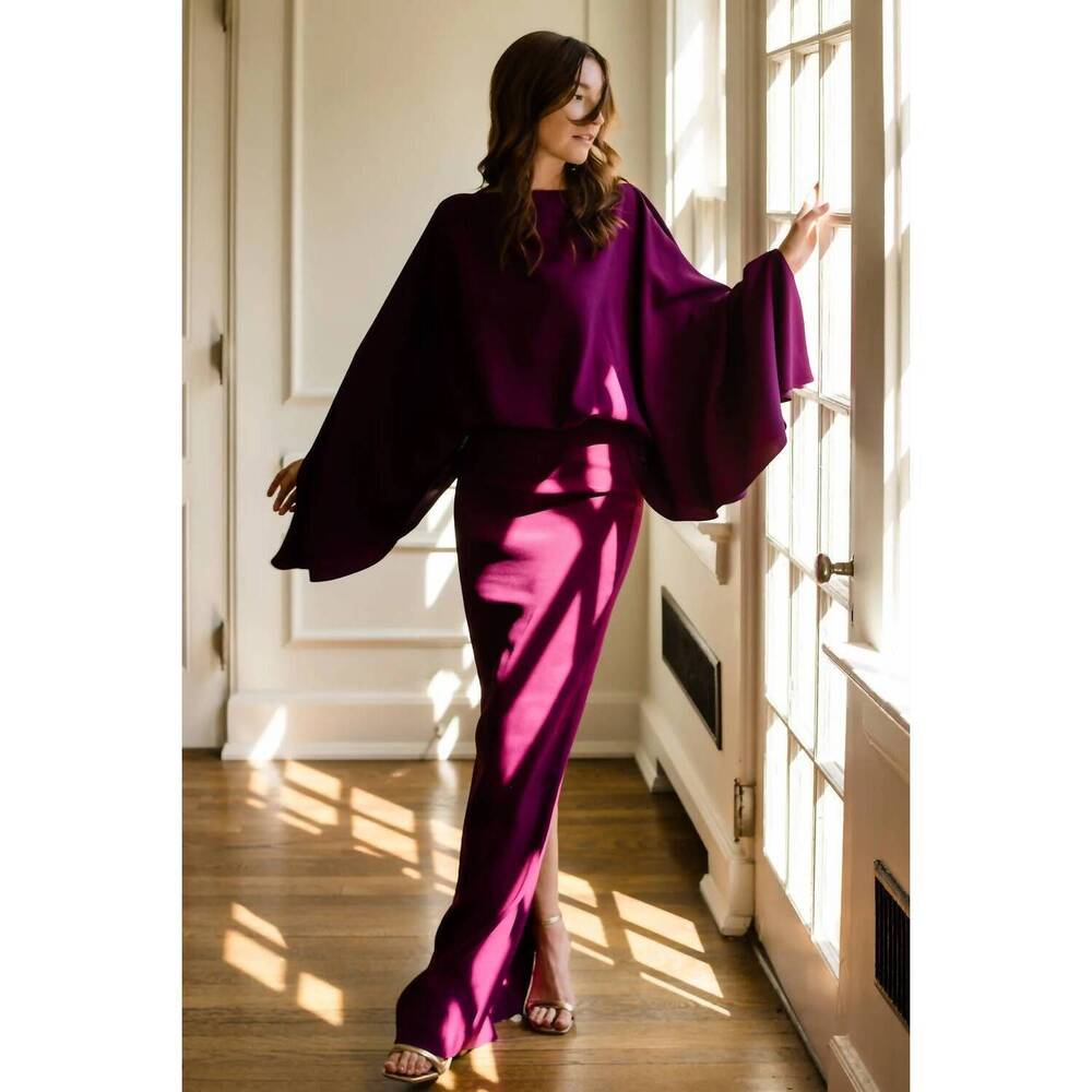 NEW TALLER MARMO eolia oversized blouson dress in plum - Picture 3 of 4